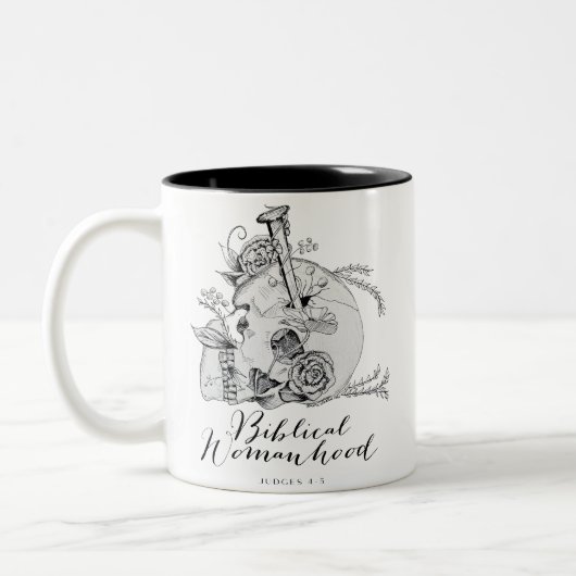 Biblical Womanhood Skull - Jael en de Tent Peg Tweekleurige Koffiemok (Links)