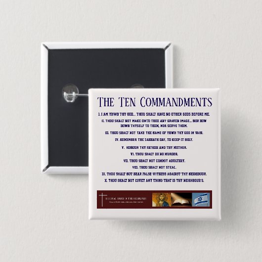 Biblicale Button "Tien Geboden" (BLUE) (Voorkant /achterkant)