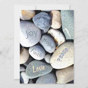 Biblicale waarden "Faith Love Hope" Modern Pebbles Save The Date