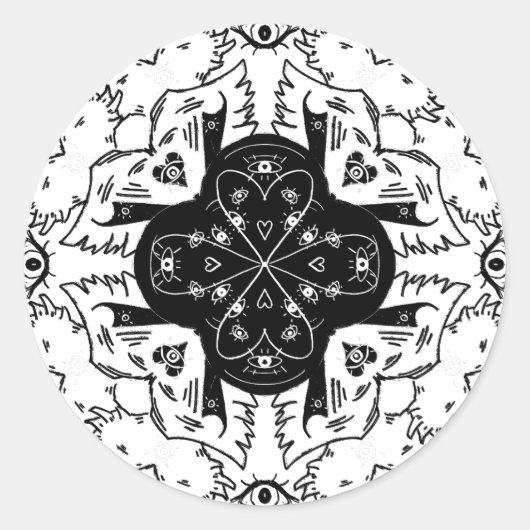 Biblically accurate angel mandala ronde sticker (Voorkant)