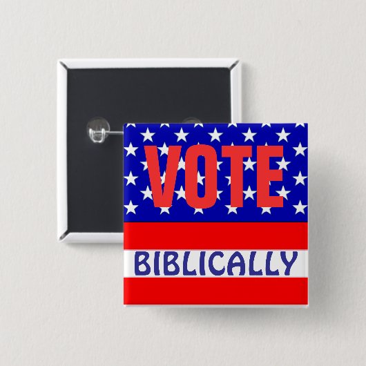 Biblically stemmen vierkante button 5,1 cm (Voorkant /achterkant)