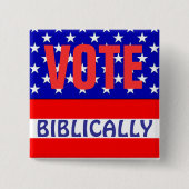 Biblically stemmen vierkante button 5,1 cm (Voorkant)