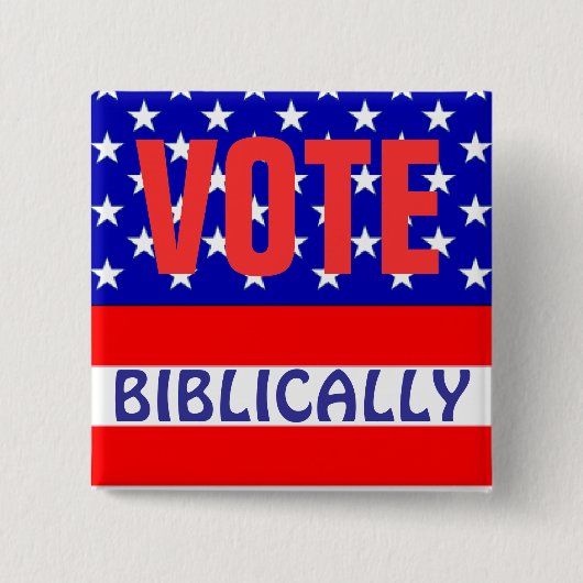 Biblically stemmen vierkante button 5,1 cm (Voorkant)