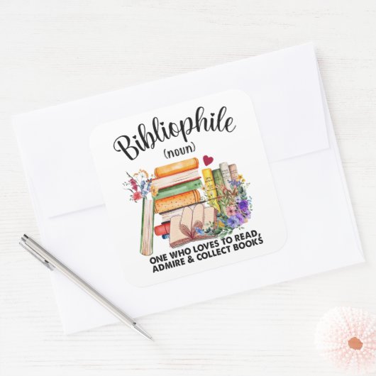 Bibliofiel Definitie Vierkante Sticker (Envelop)