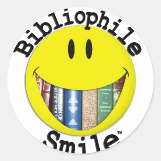 Bibliofiele glimlach ronde sticker