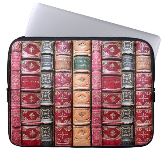 Bibliofiele Oude Boekenbibliotheek Laptop Sleeve (Voorkant)