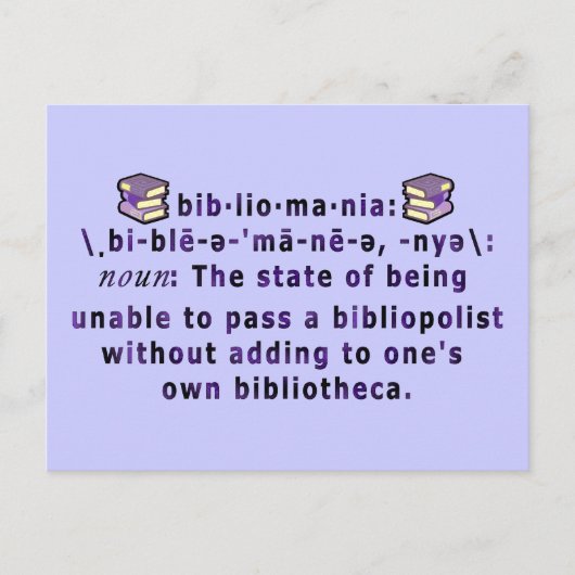 Bibliomania Briefkaart (Voorkant)