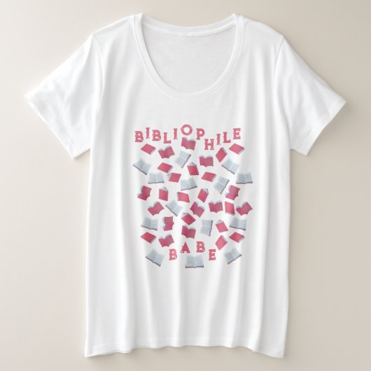 Bibliophile Babe Grote Maat T-shirt (Design voorkant)