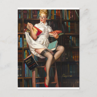 Bibliothecaresse Pin Up Briefkaart