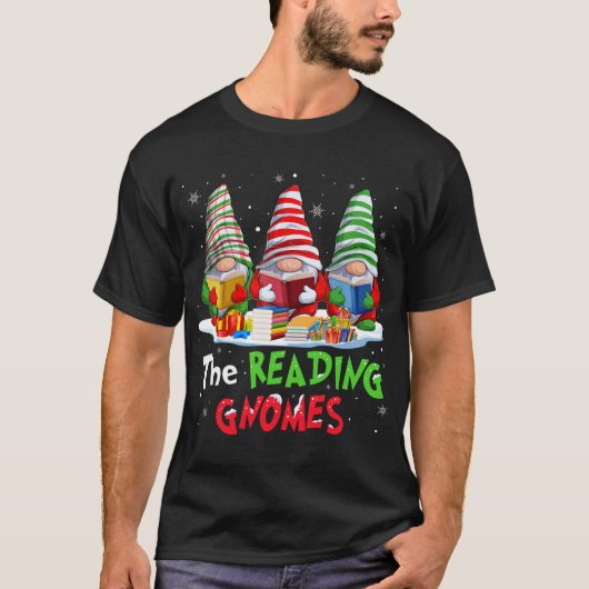 Bibliothecaris De Lezing Gnomen Kerstmis Grappig v T-shirt (Voorkant)