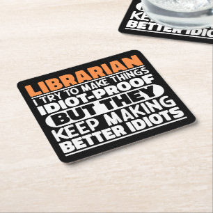 Bibliothecaris Ik probeer dingen grappig te maken Kartonnen Onderzetters