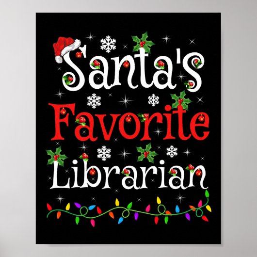 Bibliothecaris Kerstmis Santa's Favoriete Biblioth Poster (Voorkant)