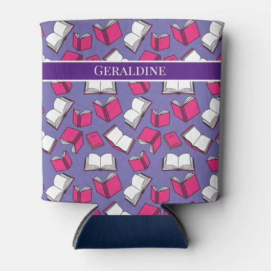 Bibliothecaris Leraar en Boekenwurm Roze Boeken On Blikjeskoeler (Voorkant)