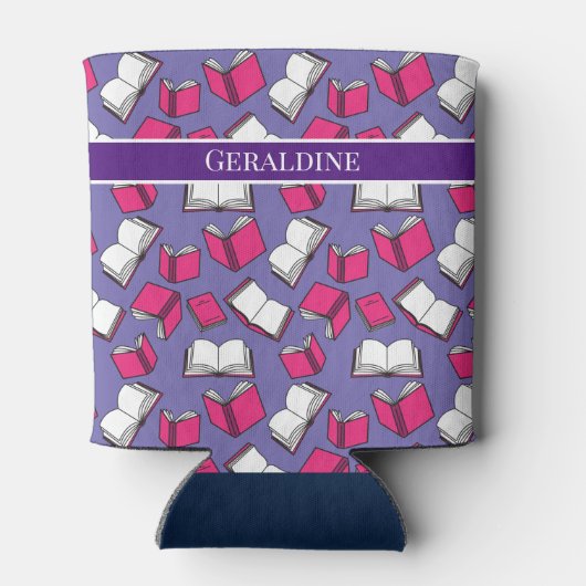 Bibliothecaris Leraar en Boekenwurm Roze Boeken On Blikjeskoeler (Achterkant)