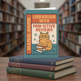 Bibliothecaris Met Poesitieve Recensies Kat & Boek Kaart