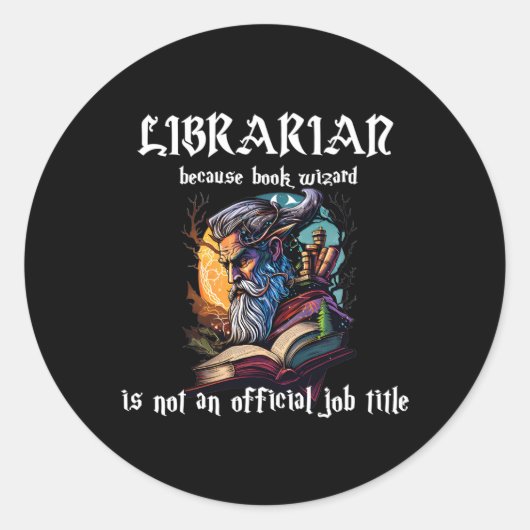Bibliothecaris omdat Book Wizard geen officiële J  Ronde Sticker (Voorkant)