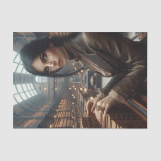 Bibliothecaris Steampunk  Victoriaans Lady Tissuepapier (Voorkant)