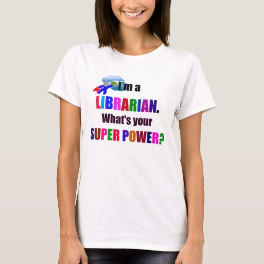 Bibliothecaris Superheld - Kleurrijke Tekst Ontwer T-shirt (Voorkant)