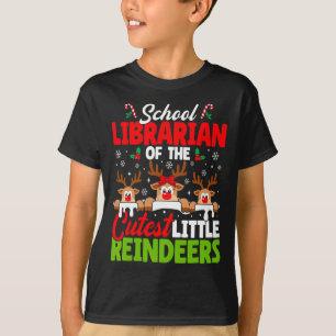 Bibliothecaris van de Schattigee Rendieren Kerstsc T-shirt