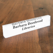 Bibliothecaris wit acryl naambordje (Zijkant)