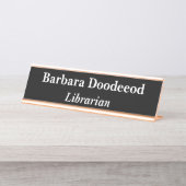 Bibliothecaris Zwart Bureau Naambordje (Voorkant)