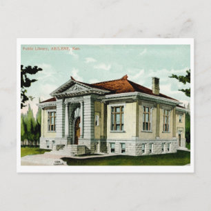 Bibliotheek, Abilene, KS 1908 Vintage Briefkaart