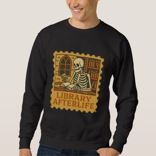 Bibliotheek Afterlife - Gothic Skeleton Librarian Trui (Voorkant)