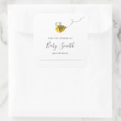 Bibliotheek Bee Baby shower Vierkante Sticker (Tas)