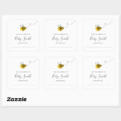 Bibliotheek Bee Baby shower Vierkante Sticker (Vel)