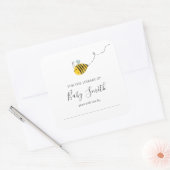 Bibliotheek Bee Baby shower Vierkante Sticker (Envelop)