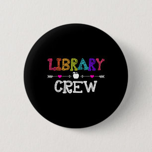 Bibliotheek bemanning leraar leuk eerste schooldag ronde button 5,7 cm