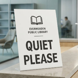 Bibliotheek Blijf Stil Reclamebord Met Voetstuk
