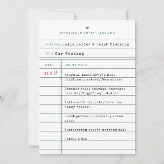  Bibliotheek Boek Bekijk Kaart Bruiloft Menu (Voorkant)