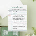 Bibliotheek Boek Bekijk Kaart Bruiloft Menu<br><div class="desc">Library Book Check Out Kaart Wedding Menu - Leg de nostalgie van een vervlogen tijdperk vast met onze Library Kaart Type Wedding Menu kaart. Ontworpen om te lijken op een klassieke bibliotheekkaart, zal deze unieke en charmante trouwmenukaart de perfecte toon voor uw bruiloft met een thema bepalen. Personaliseer het met...</div>