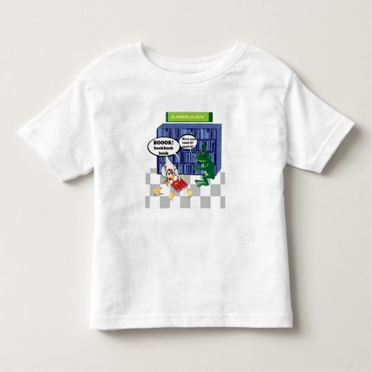 Bibliotheek boek chook grap kinder shirts (Voorkant)
