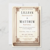  Bibliotheek Boek Hoesje Huwelijksuitnodiging Kaart (Voorkant)