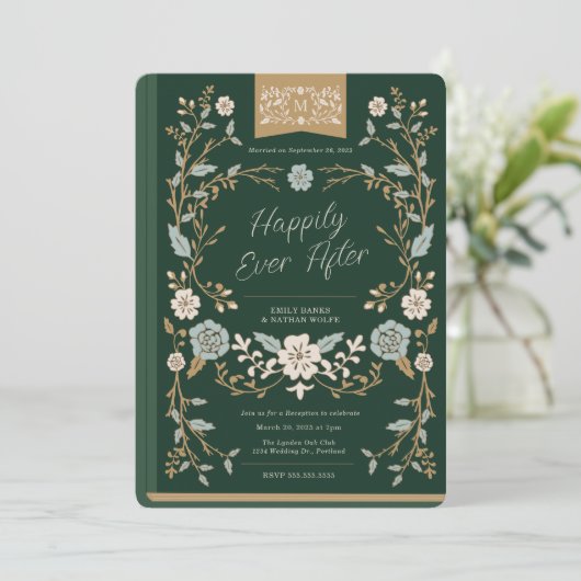  Bibliotheek Boek Huwelijksreceptie Kaart (Staand voorkant)