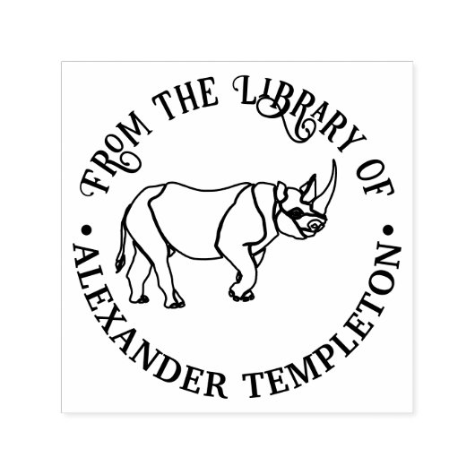 Bibliotheek Boek Naam Felle Neushoorn Omtrek Zelfinktende Stempel (Design)