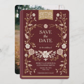 bibliotheek Boek sparen de Datum Save The Date (Voorkant / Achterkant)