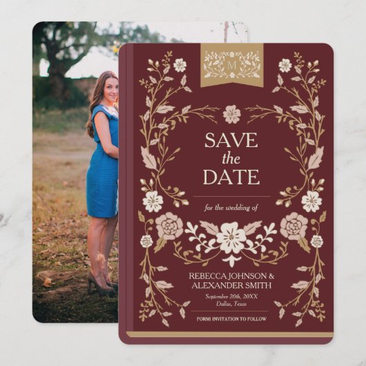  bibliotheek Boek sparen de Datum Save The Date (Voorkant / Achterkant)