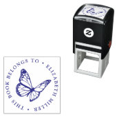 bibliotheek Boek Stamp Butterfly Name Logo Zelfinktende Stempel (In situ)