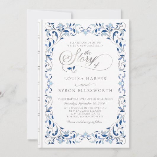  Bibliotheek Boek Verhaal Sprookje Bruiloft Kaart (Voorkant)