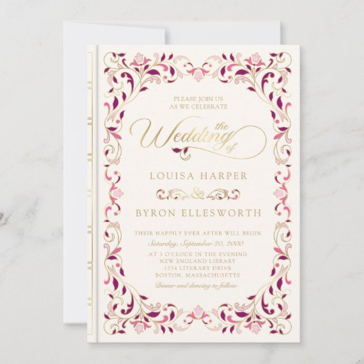  Bibliotheek Boek Verhaal Sprookje Bruiloft Kaart (Voorkant)