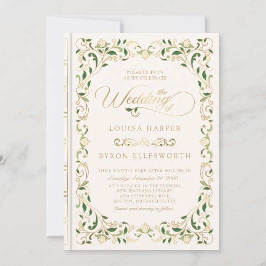  Bibliotheek Boek Verhaal Sprookje Bruiloft Kaart (Voorkant)