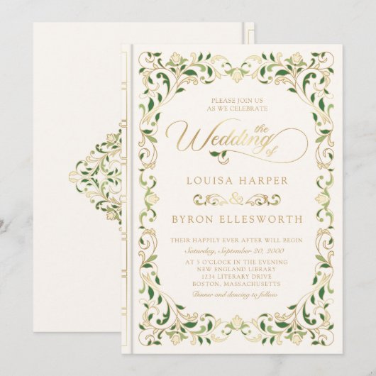  Bibliotheek Boek Verhaal Sprookje Bruiloft Kaart (Voorkant / Achterkant)