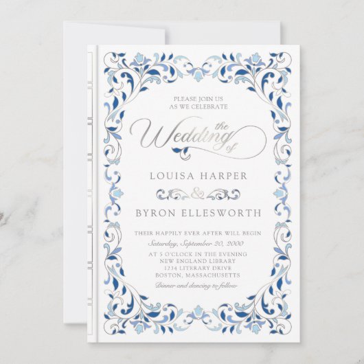 Bibliotheek Boek Verhaal Sprookje Bruiloft Kaart (Voorkant)