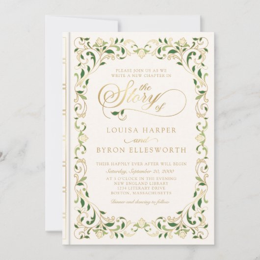 Bibliotheek Boek Verhaal Sprookje Bruiloft Kaart (Voorkant)