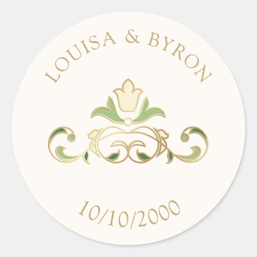 Bibliotheek Boek Verhaal Sprookje Bruiloft Ronde Sticker (Voorkant)