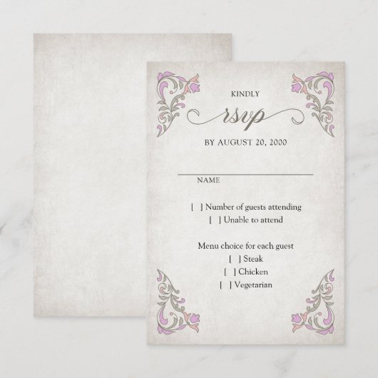  Bibliotheek Boek Verhaal Sprookje Bruiloft RSVP Kaartje (Voorkant / Achterkant)