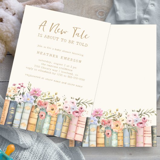 Bibliotheek Boeken Baby shower Uitnodiging